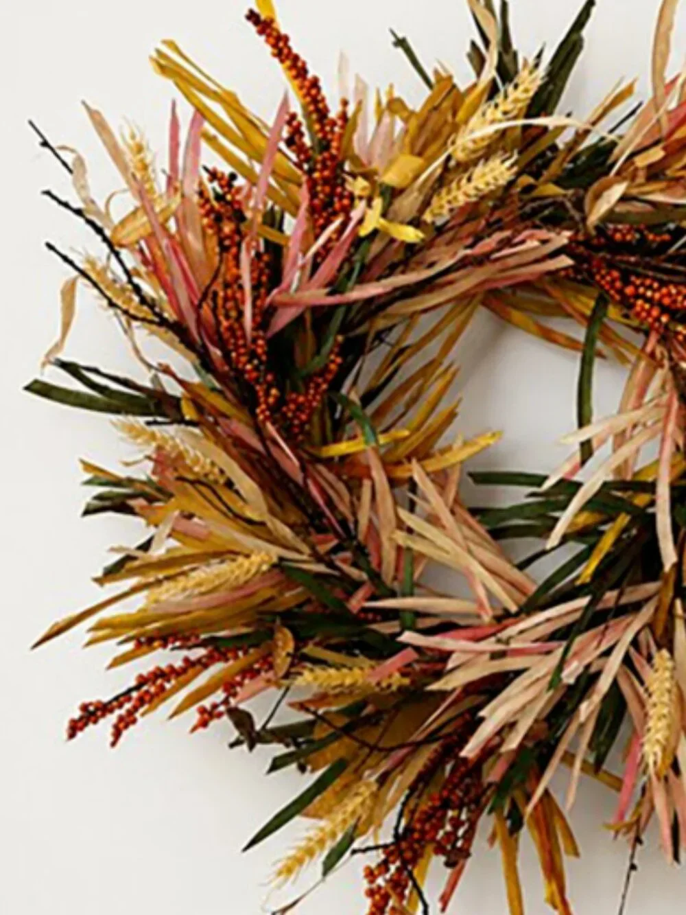 NWT Multi Color Beige and Brown Fall Wreath With Berry Accents